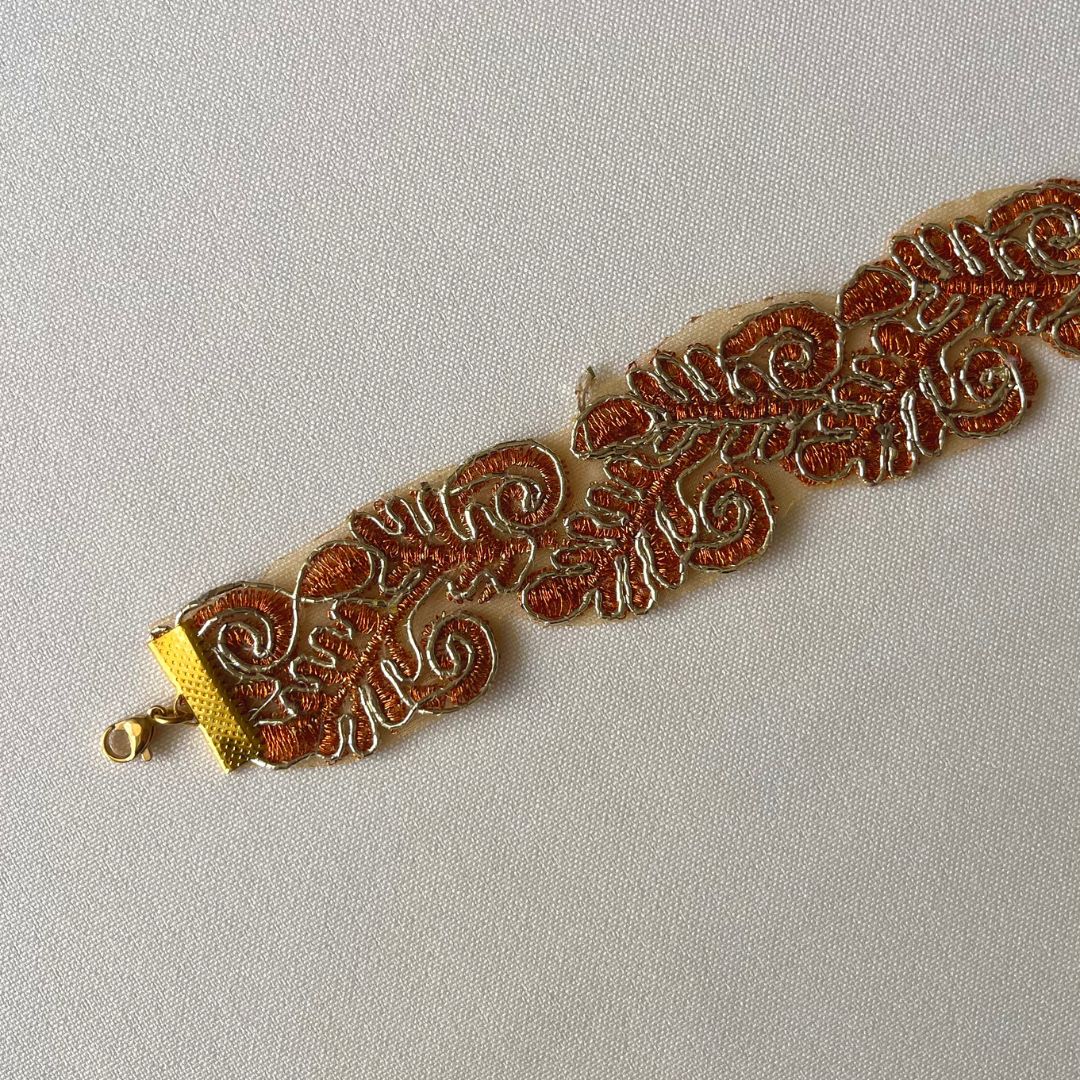 Choker naranja ramilletes dorados