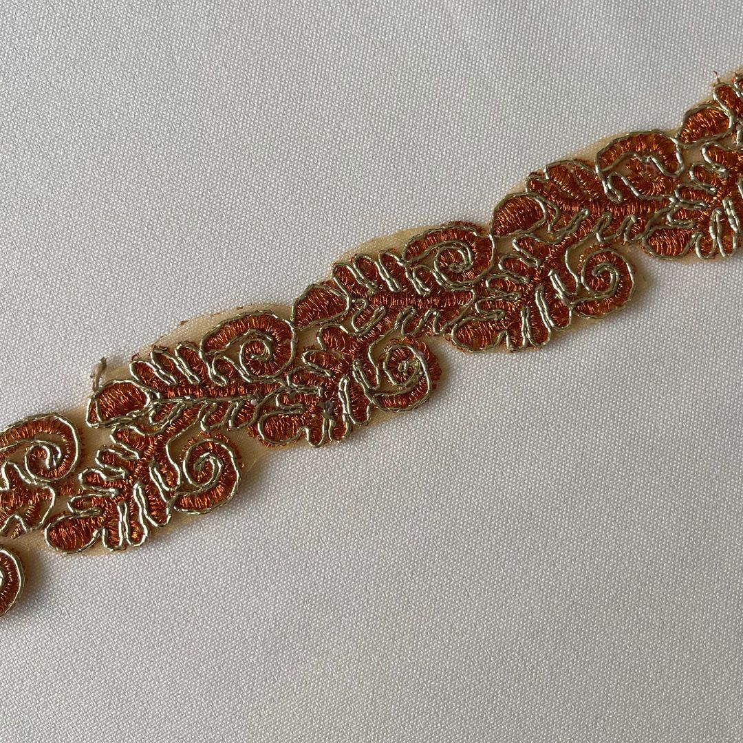 Choker naranja ramilletes dorados