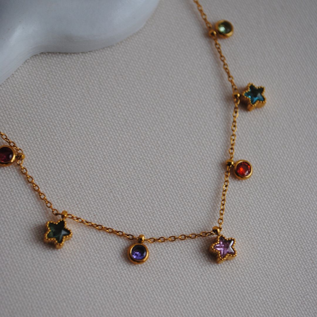 Collar brillos estrellas de colores