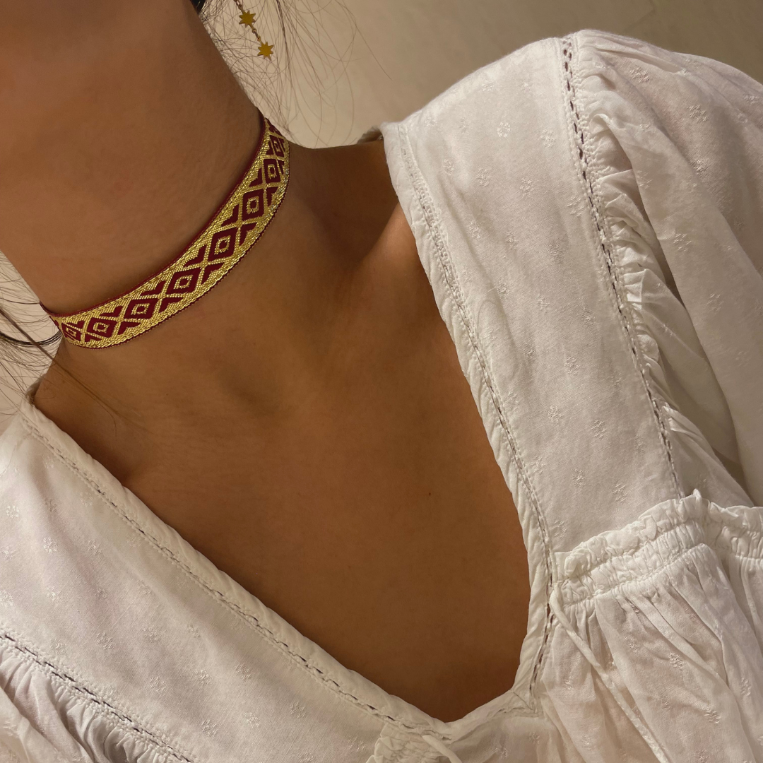 Choker rombos con dorado