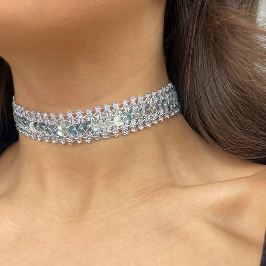 Choker lentejuelas plateado | Edición Limitada