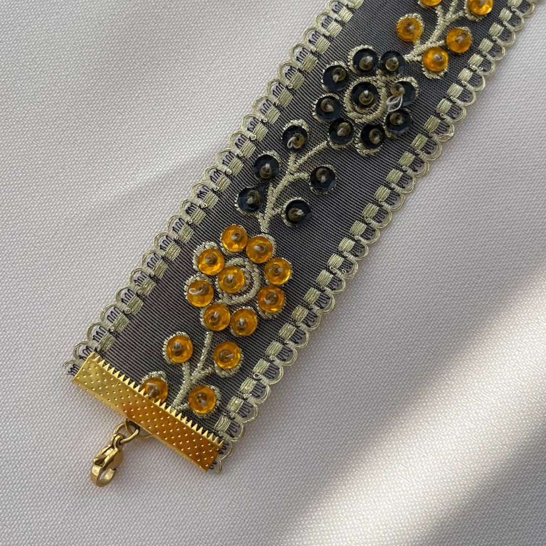 Choker Dorado Gris Perla