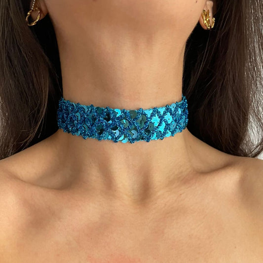 Choker destellos turquesa