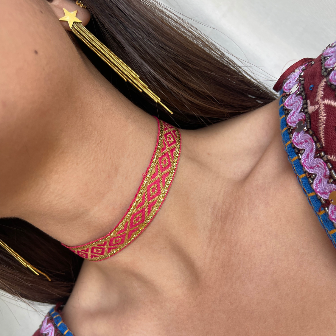 Choker rombos con dorado