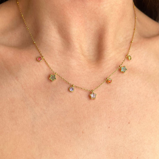 Collar brillos estrellas de colores